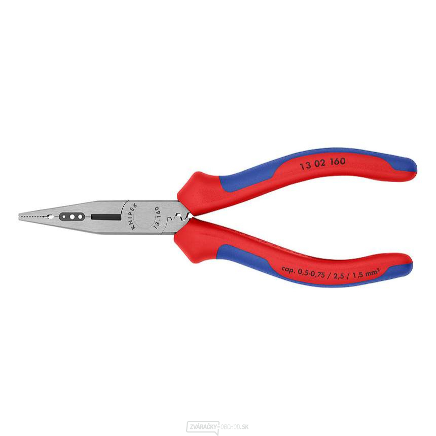 Elektrikárske kliešte 160 mm na uchopovanie, odizolovanie a strihanie - KNIPEX 13 02 160 - leštená hlava, viaczložkové puzdrá