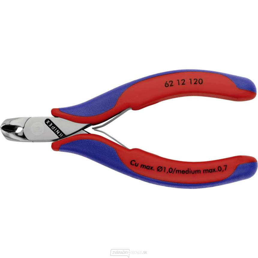 Štiepacie kliešte so šikmými čepeľami na elektroniku KNIPEX 62 12 120