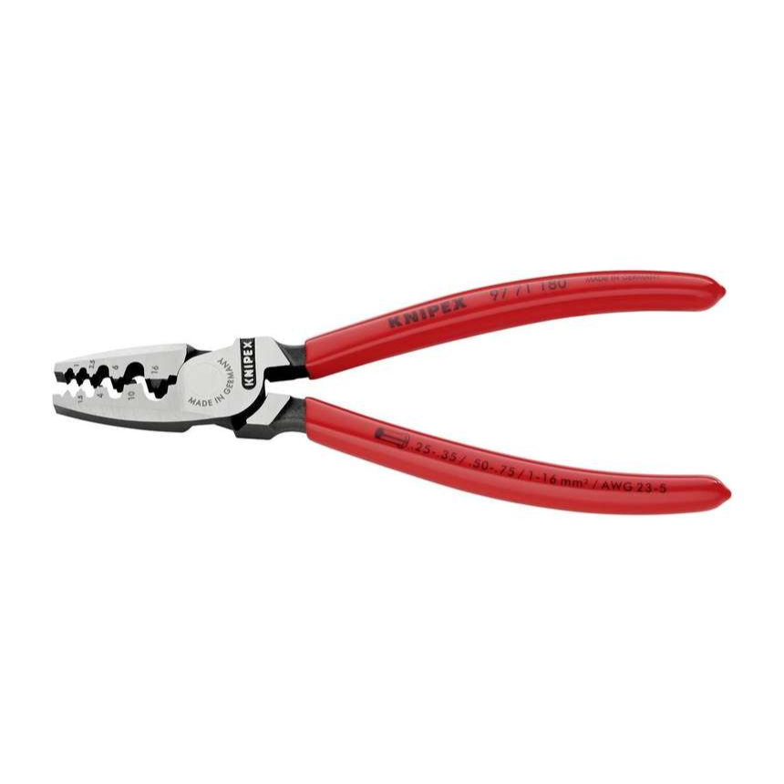 Krimpovacie kliešte KNIPEX 97 71 180 pre koncové objímky 180 mm - leštená hlava, plastové objímky