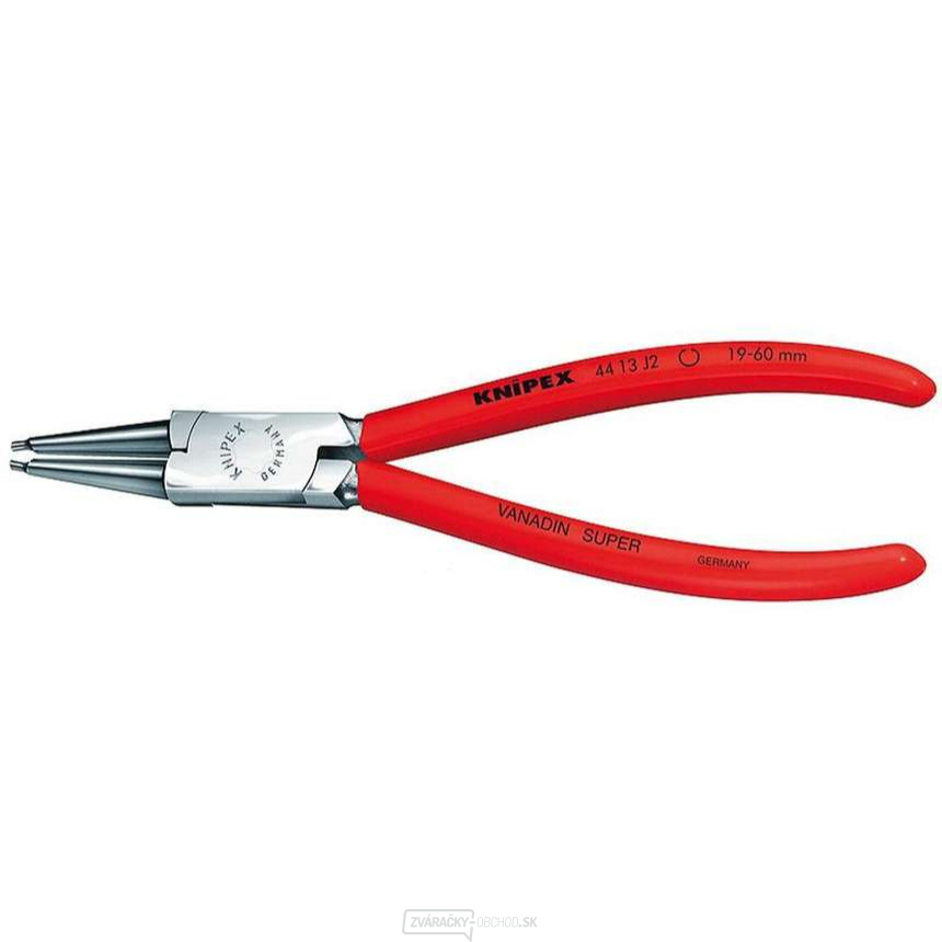 Kliešte na poistné krúžky 320 mm, vnútorné rovné. Knipex - 44 13 J4 - DIN 5265 C. Pochrómované, potiahnuté plastom