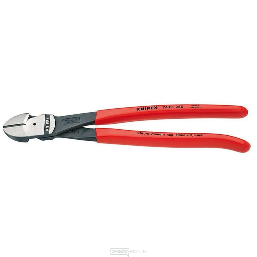 Výkonné bočné frézy 250 mm KNIPEX 74 01 250 - leštená hlava, plastové puzdrá