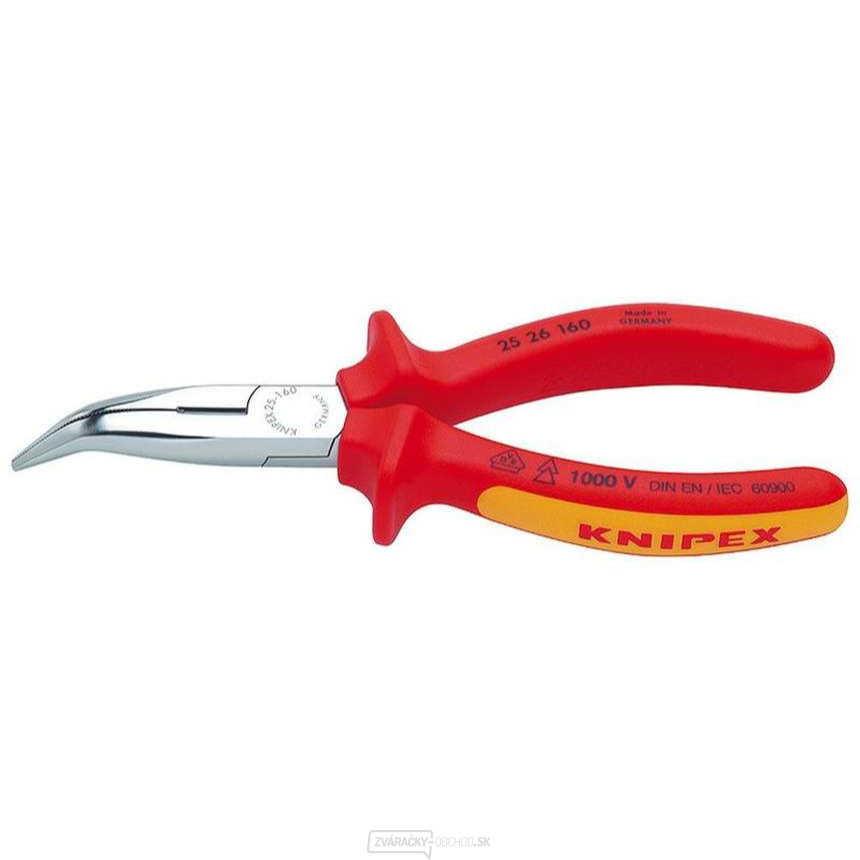 Polkruhové kliešte s čepeľami pre rádiotechniku 160 mm - 1000 V. KNIPEX 25 26 160 - chrómované, viaczložkové VDE objímky