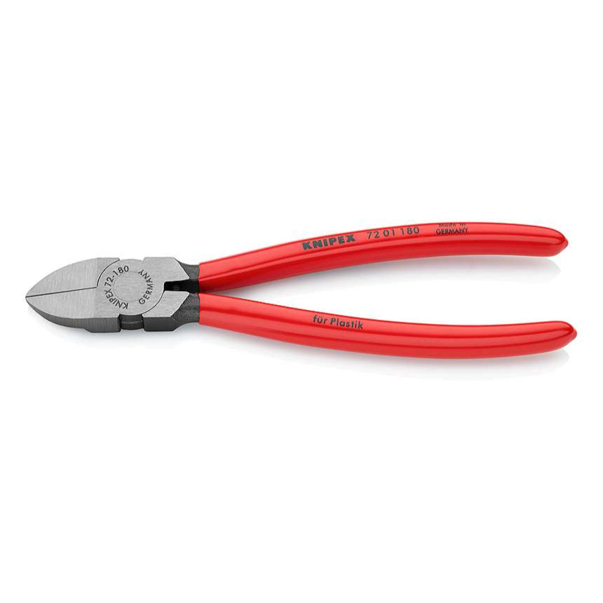 Bočné frézy na plasty 180 mm KNIPEX 72 01 180 - leštená hlava, plastové puzdrá