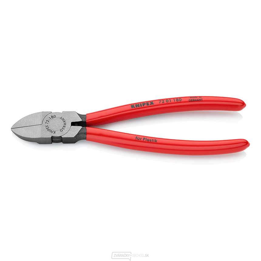 Bočné frézy na plasty 180 mm KNIPEX 72 01 180 - leštená hlava, plastové puzdrá