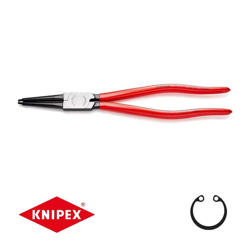 Kliešte na poistné krúžky 320 mm, vnútorné rovné. Knipex - 44 11 J4 - DIN 5265 C. Leštené, potiahnuté plastom