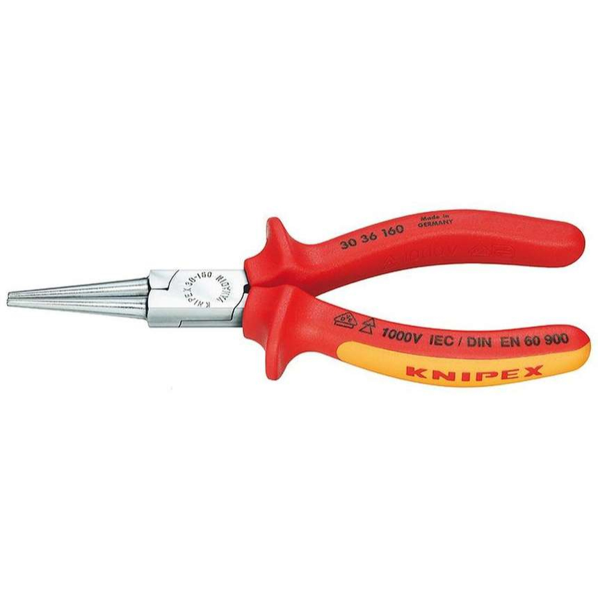 Polkruhové kliešte typu Langbeck (s predĺženými čeľusťami) 160 mm - 1000 V. KNIPEX 30 36 160 - chrómované, viaczložkové objímky VDE