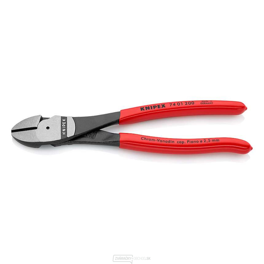 Výkonné bočné frézy 200 mm KNIPEX 74 01 200 - leštená hlava, plastové puzdrá