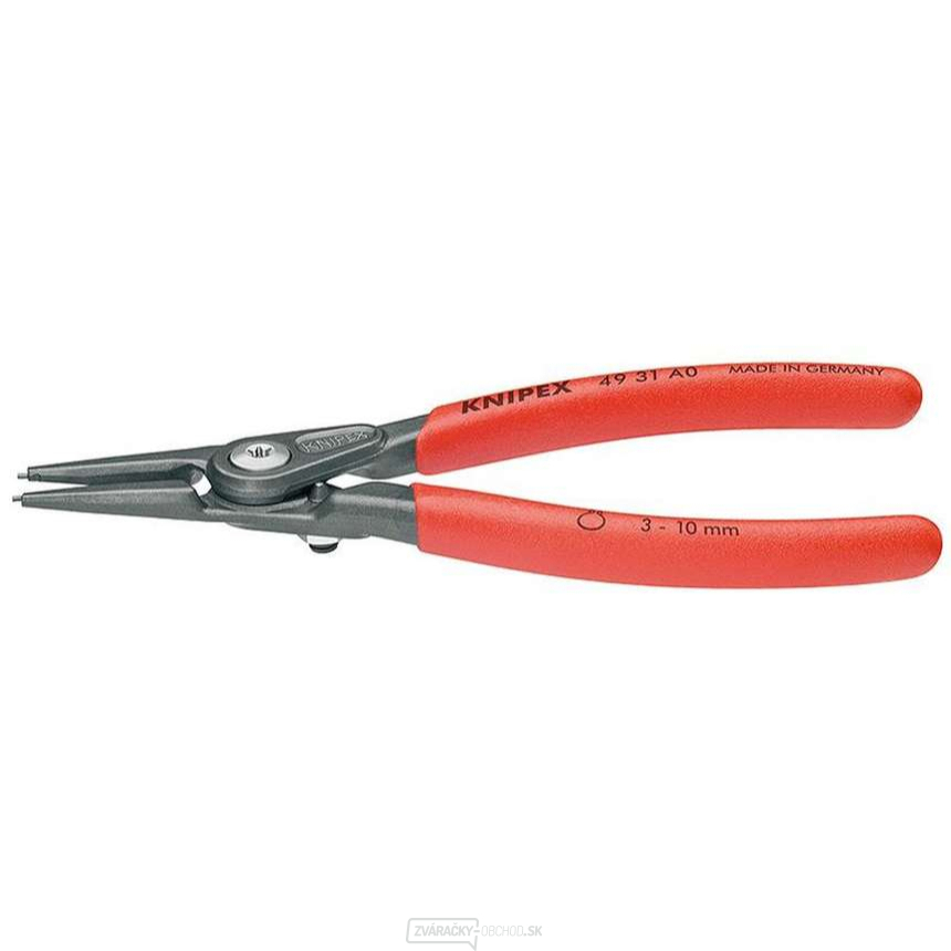 Presné kliešte na poistné krúžky 140 mm, vonkajšie rovné. Knipex - 49 31 A0 - DIN 5254 A