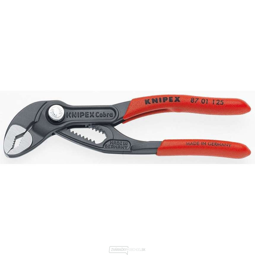 Kliešte na rúry Mini-Cobra 125 mm. Knipex 87 01 125 - leštená hlava, plastové puzdrá