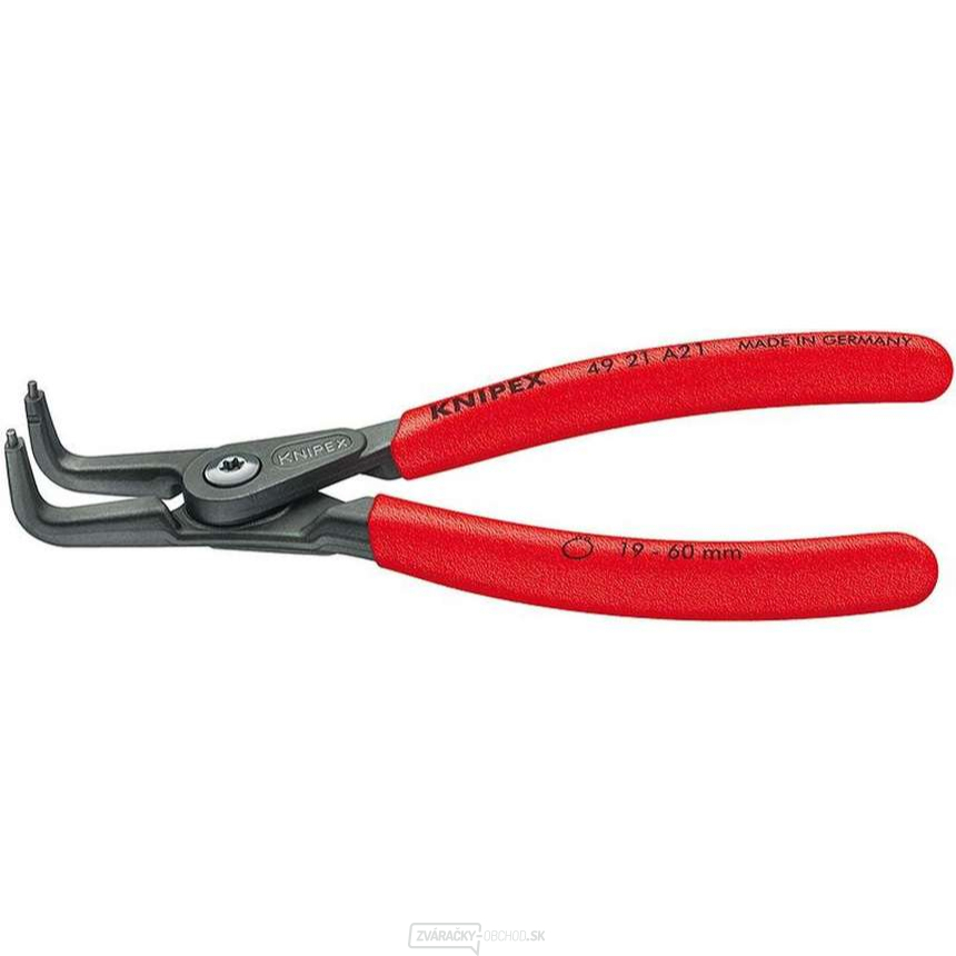 Presné kliešte na poistné krúžky 165 mm, vonkajšie zahnuté. Knipex - 49 21 A21 - DIN 5254 B