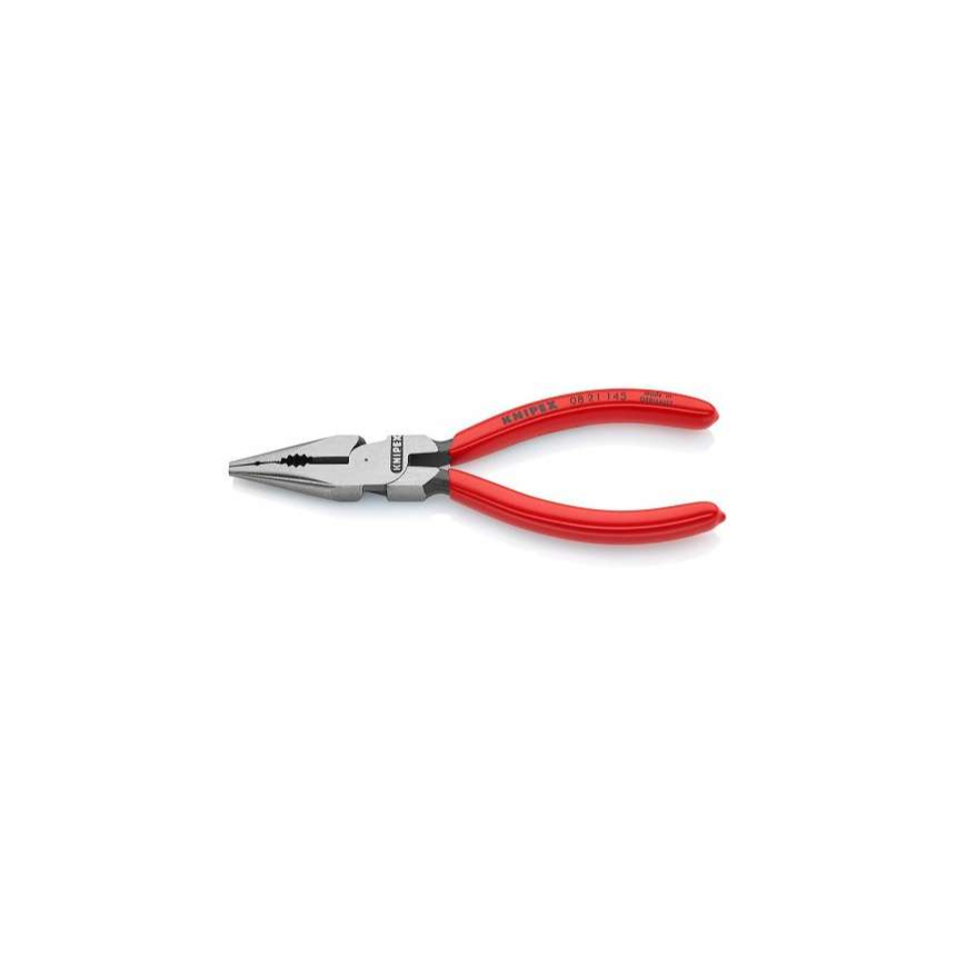 Kombinované kliešte úzke ploché KNIPEX 08 21 145 145 mm - leštená hlava, čierne