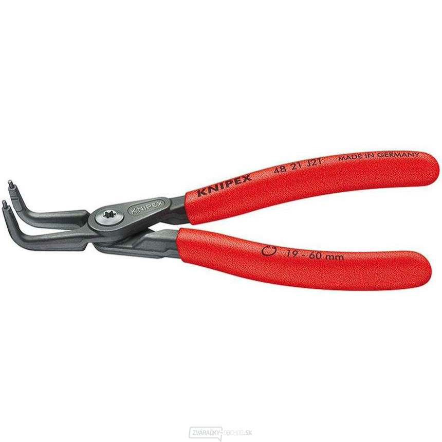 Presné kliešte na poistné krúžky 130 mm, vnútorne zakrivené. Knipex - 48 21 J01 - DIN 5265 D