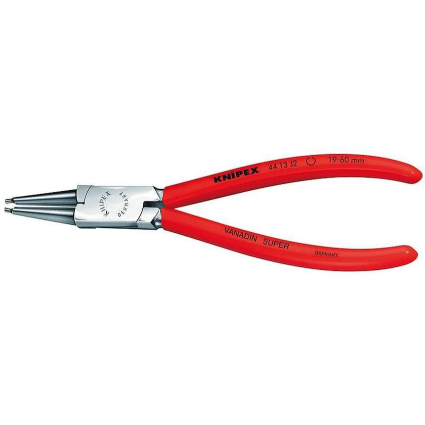 Kliešte na poistné krúžky 180 mm, vnútorné rovné. Knipex - 44 13 J2 - DIN 5265 C. Pochrómované, potiahnuté plastom
