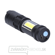 Solight LED nabíjacie vreckové svietidlo so zoomom, 100lm + 70lm, Li-Ion, USB, čierna náhled