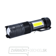 Solight LED nabíjacie vreckové svietidlo so zoomom, 100lm + 70lm, Li-Ion, USB, čierna gallery main image