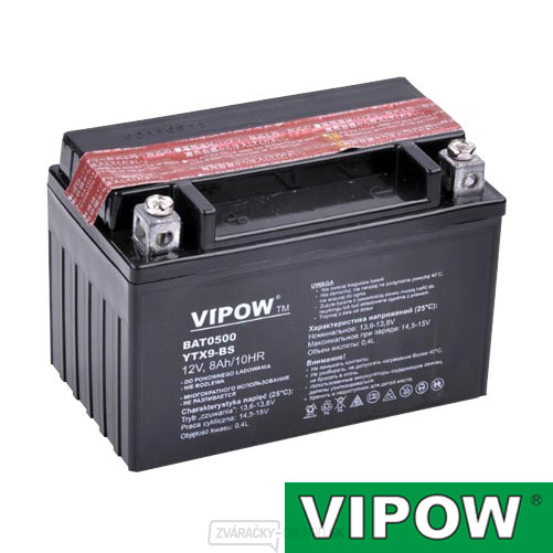 Batéria motocyklová 12V 8Ah Vipow YTX9-BS