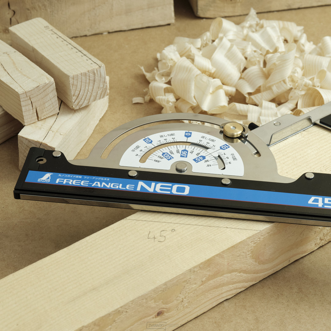 Japonská vodiaca lišta a uhlomer SHINWA Free-Angle NEO pre kotúčové píly