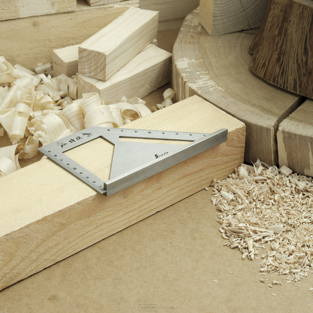 Oceľový uholník SHINWA 45+90° s dorazom a stupnicou