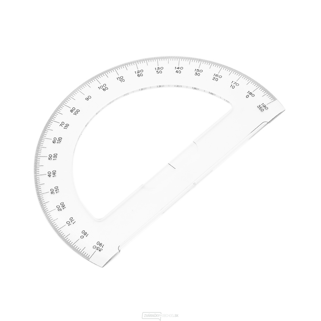 Japonský polkruhový uhlomer SHINWA z číreho akrylátu 180 ° - priemer 150 mm