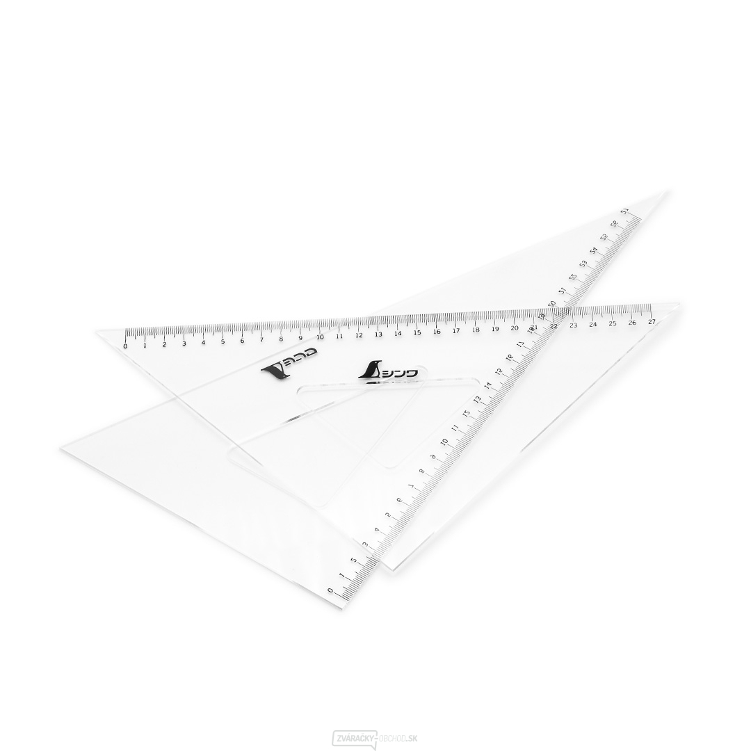 Japonský pravouhlý plastový trojuholník SHINWA 27 cm - súprava 2 ks