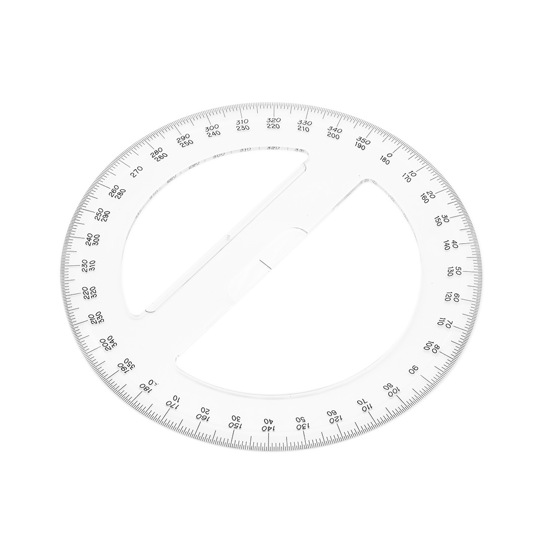 Japonský kruhový uhlomer SHINWA z číreho akrylátu 360 ° - priemer 150 mm