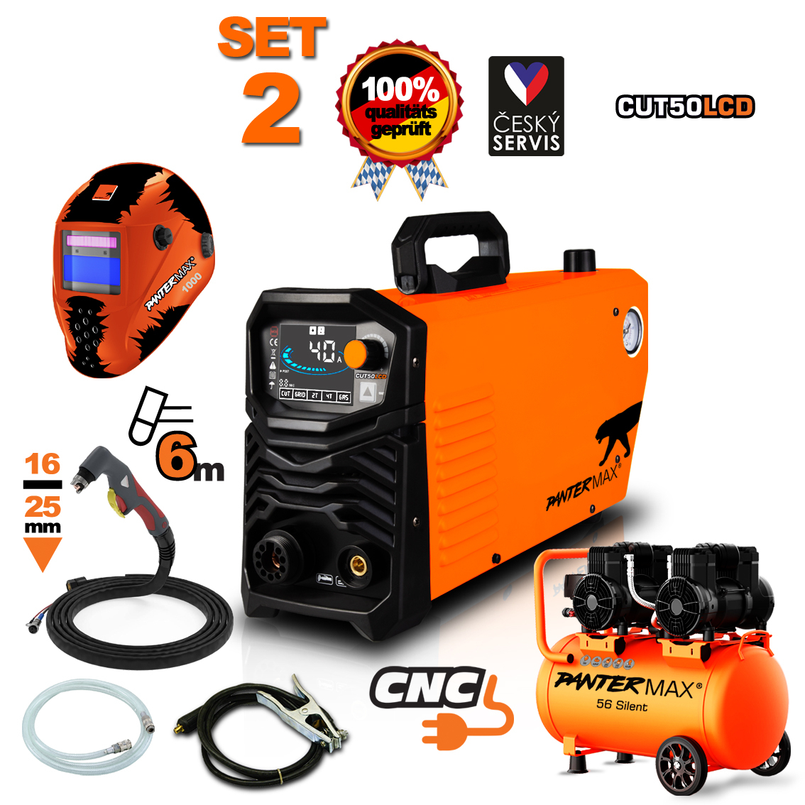 PANTERMAX CUT50LCD ručná inverterová plazmová rezačka set 2+ Príslušenstvo PMCUT50LED_S01