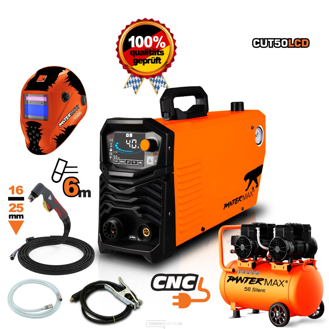 PANTERMAX CUT50LCD® ručná inverterová plazmová rezačka set3 + Kompresor + Príslušenstvo