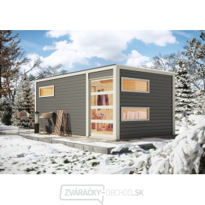 Fínska sauna KARIBU HYGGE (86313) terragrau s predsieňou LG1978 gallery main image