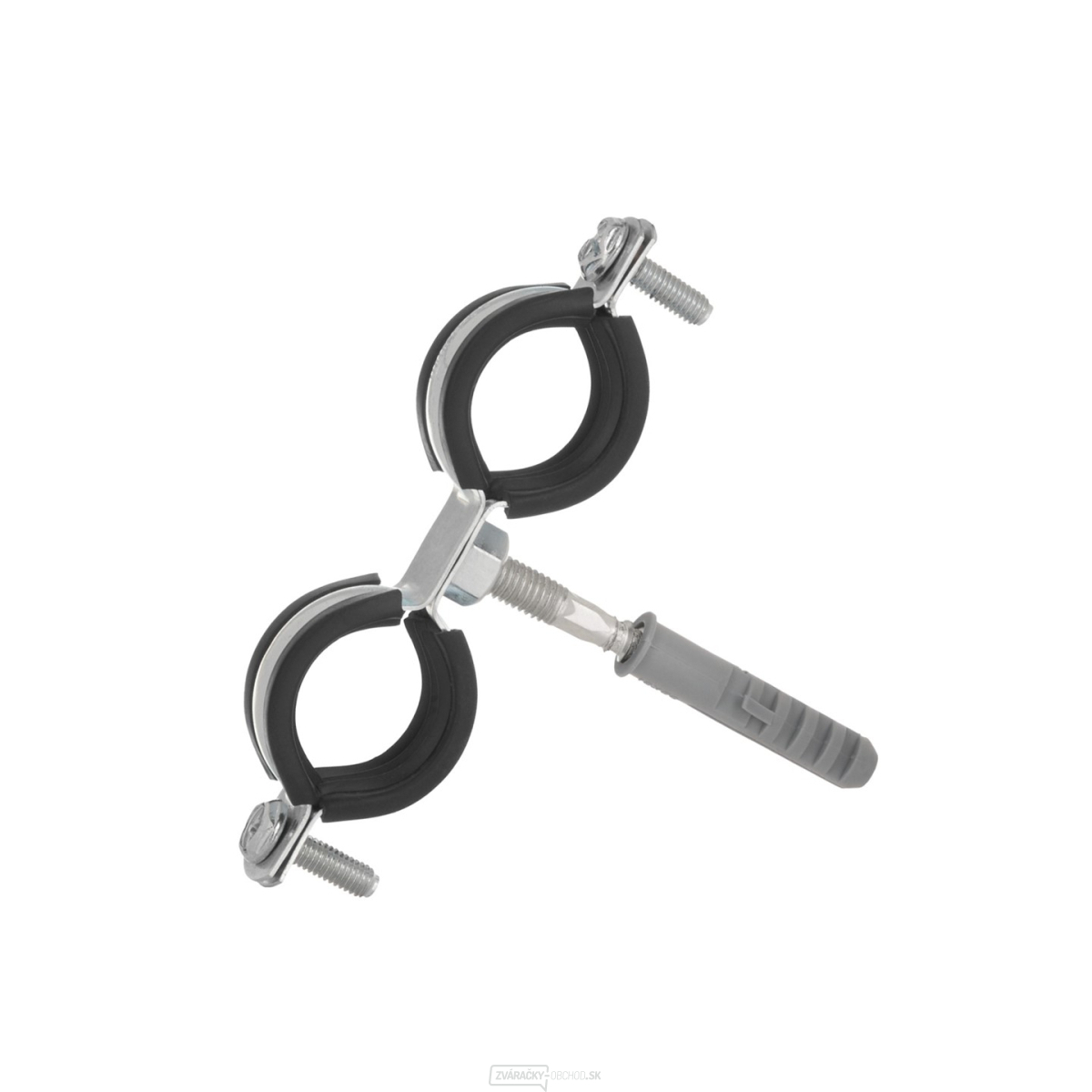 Kovový držiak s gumou pre dvojité 3/4" rúry 26-30 mm (200)