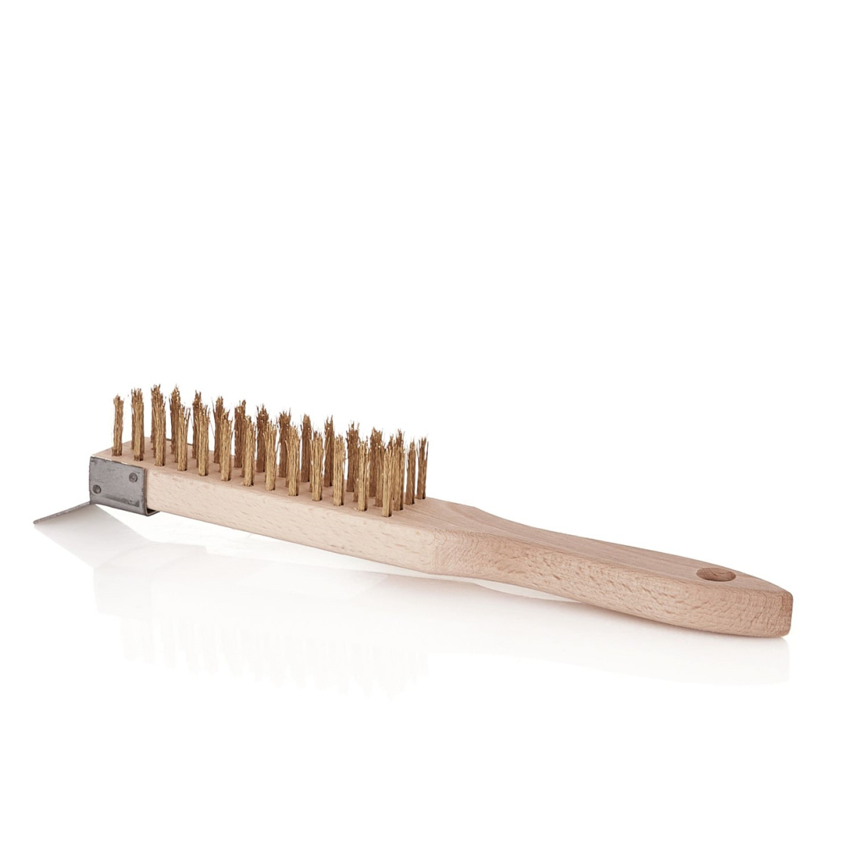 Žltá drôtená kefa na hrdzu 4 rady so škrabkou na drevo (20/120)