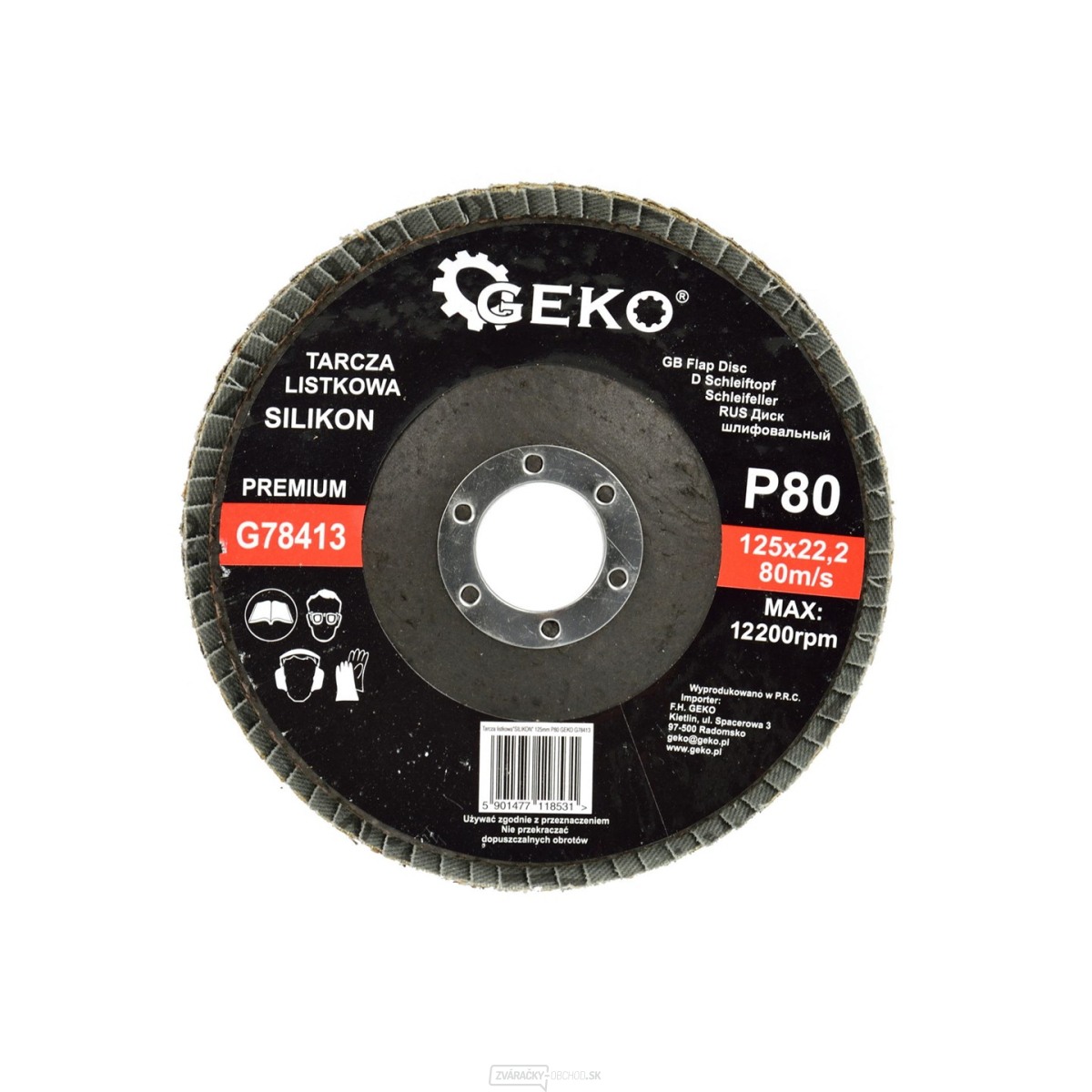 Silikónový" disk s chlopňou 125mm P80 GEKO PREMIUM(10/200)