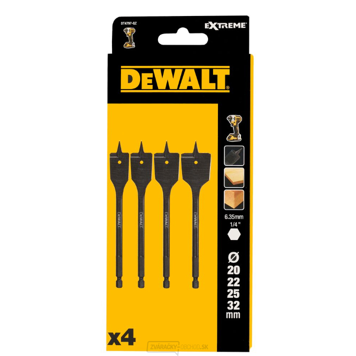 Súprava plochých vrtákov do dreva DeWALT DT4797 (4 ks) Súprava plochých vrtákov do dreva DeWALT DT4797 (4 ks) gallery main image