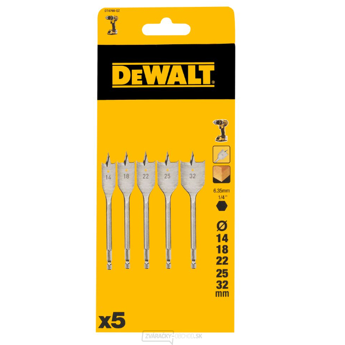 Súprava plochých vrtákov do dreva 5ks DeWALT DT4798