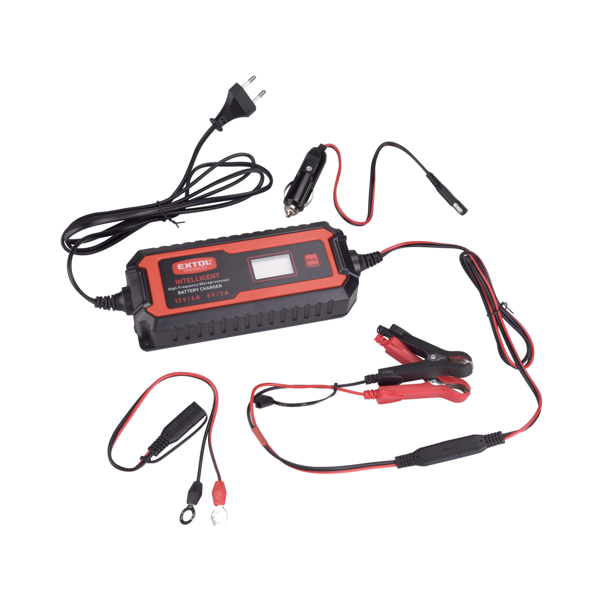EXTOL PREMIUM Autonabíjačka 9stupňová, riadená mikroprocesorom, 12V/6V, 4A 8897302