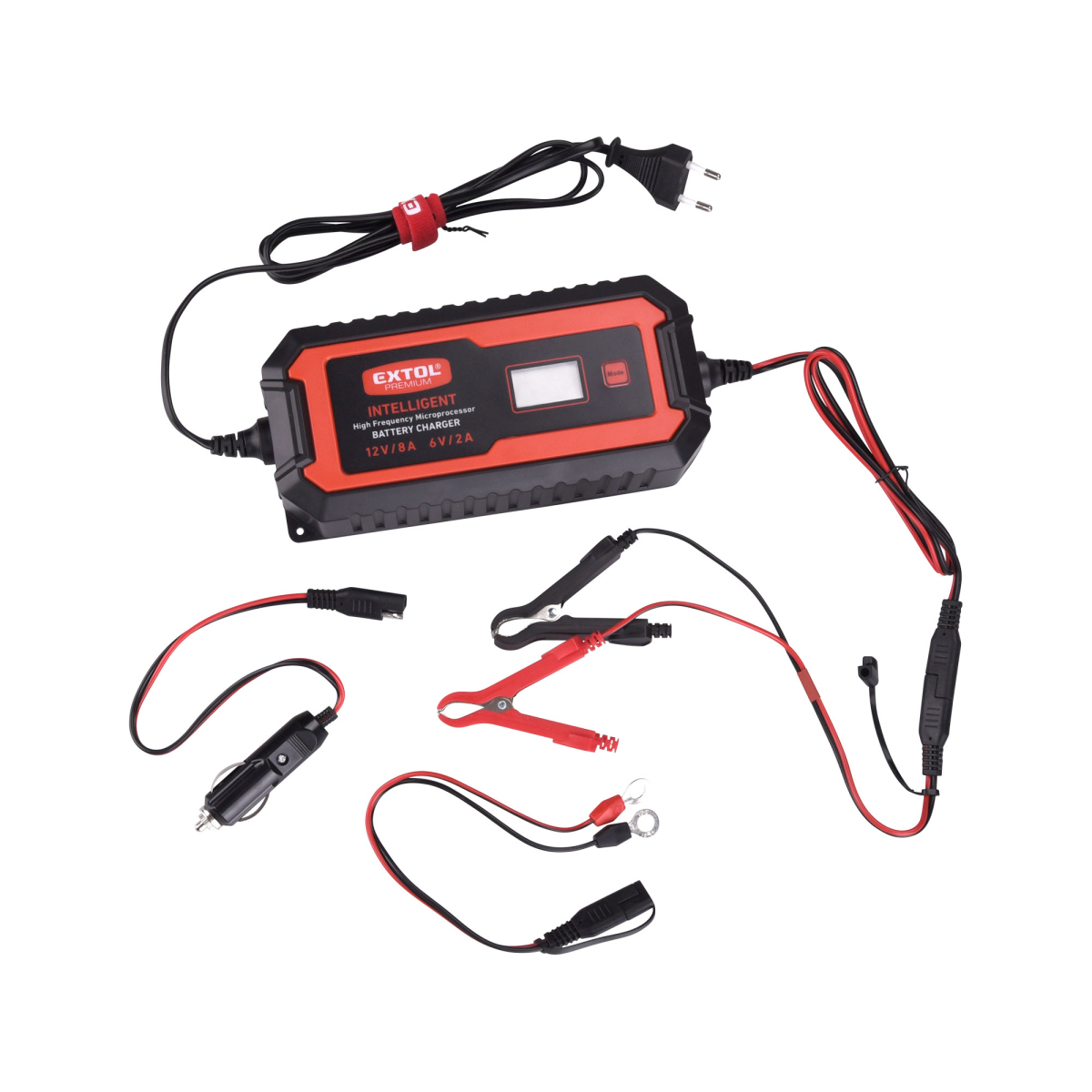 EXTOL PREMIUM Autonabíjačka 9stupňová, riadená mikroprocesorom, 12V/6V, 8A 8897303