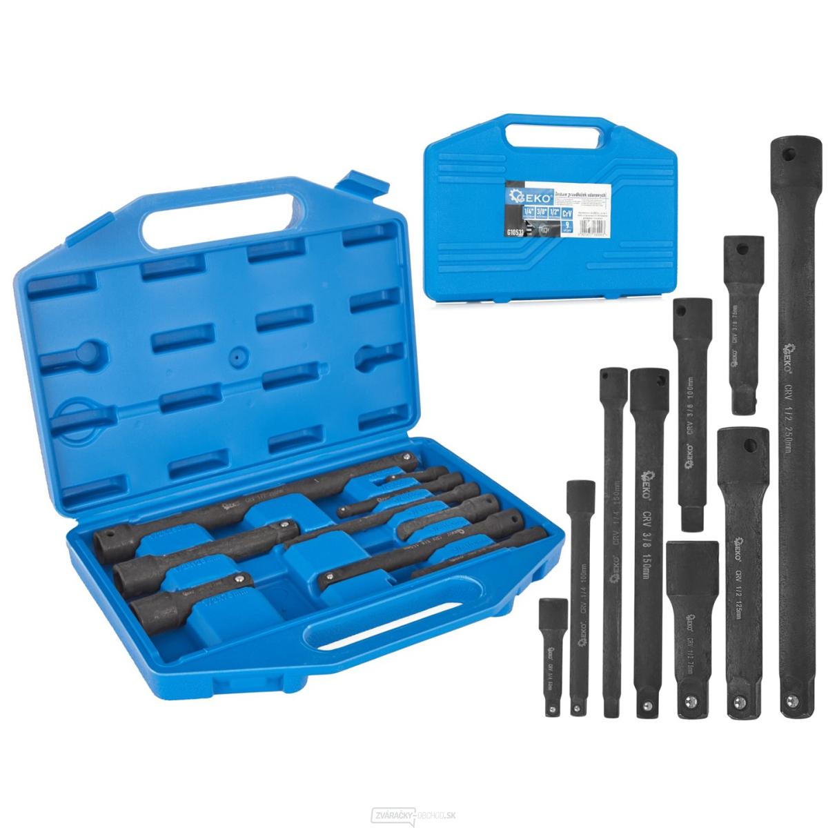 Sada nárazových nadstavcov 1/4" 3/8" 1/2" CrV 9ks (15)