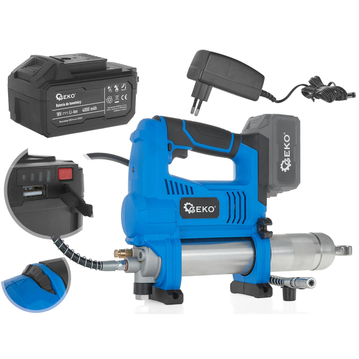 Akumulátorový lis Li-ion 18V - kufor + nabíjačka + 4,0 Ah ACU (3)