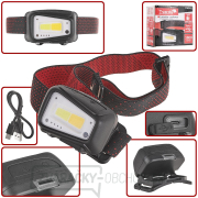 Čelovka so senzorom pohybu LED COB 8W (5W+3W) 1800mAh 520lm IP44 (100) gallery main image
