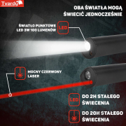 Inšpekčná dielenská lampa s magnetom LED COB 5W + 3W UV laser 800mAh 400lm IP44 (100) náhled