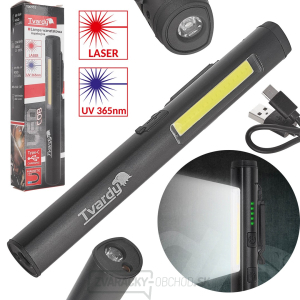 Inšpekčná dielenská lampa s magnetom LED COB 5W + 3W UV laser 800mAh 400lm IP44 (100) Inšpekčná dielenská lampa s magnetom LED COB 5W + 3W UV laser 800mAh 400lm IP44 (100) gallery main image