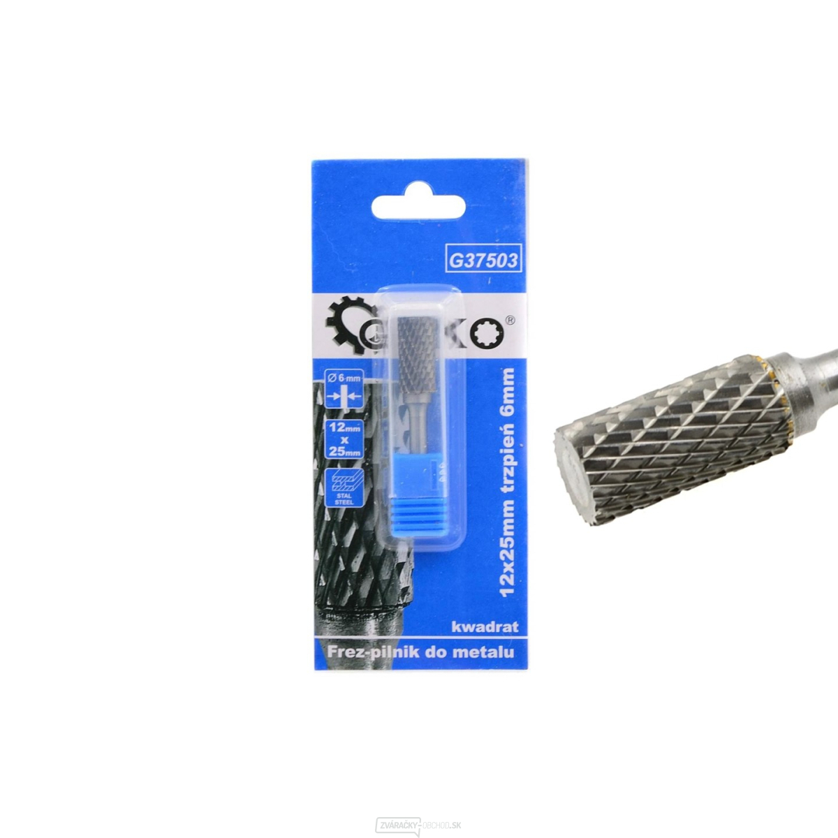 Pilník na kov z karbidu volfrámu 12x25mm stopka 6mm (štvorcový) (200)