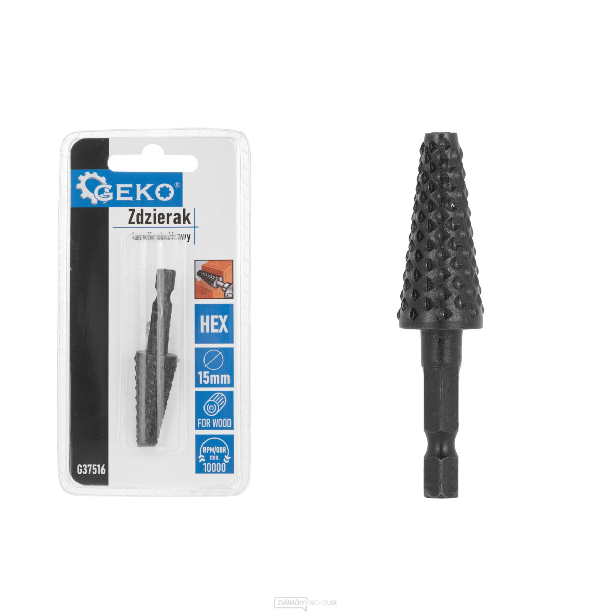 Kuželová rašple na drevo 15 mm HEX (50/250)