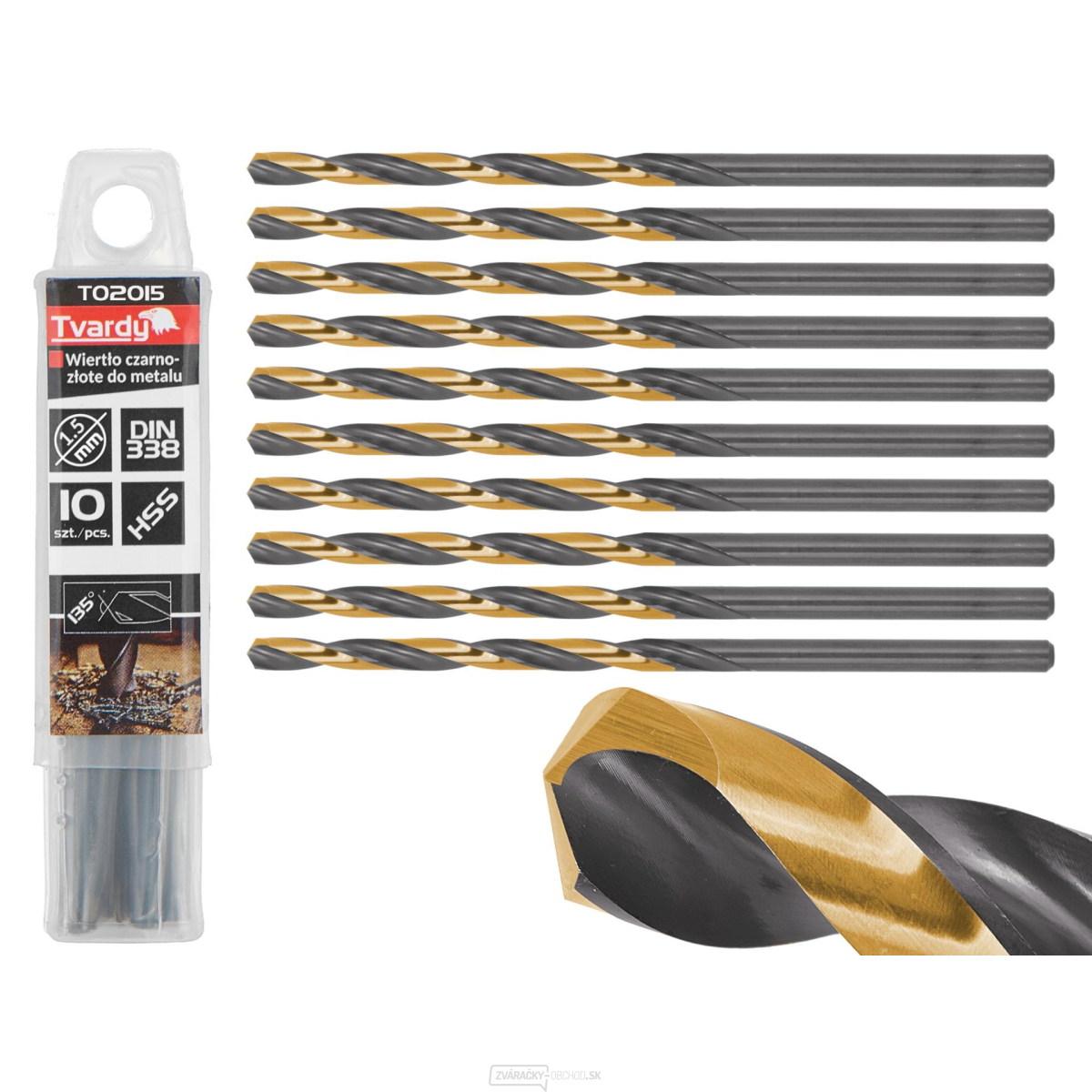 Čierno-zlatý vrták HSS do kovu 1,50 mm (10/300/3000)