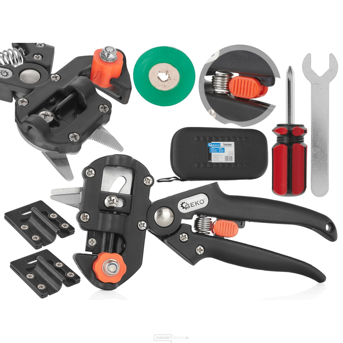 Záhradnícke nožnice - nožnice na štepenie hrozna, stromov a kríkov - veľká sada + kufrík (20)