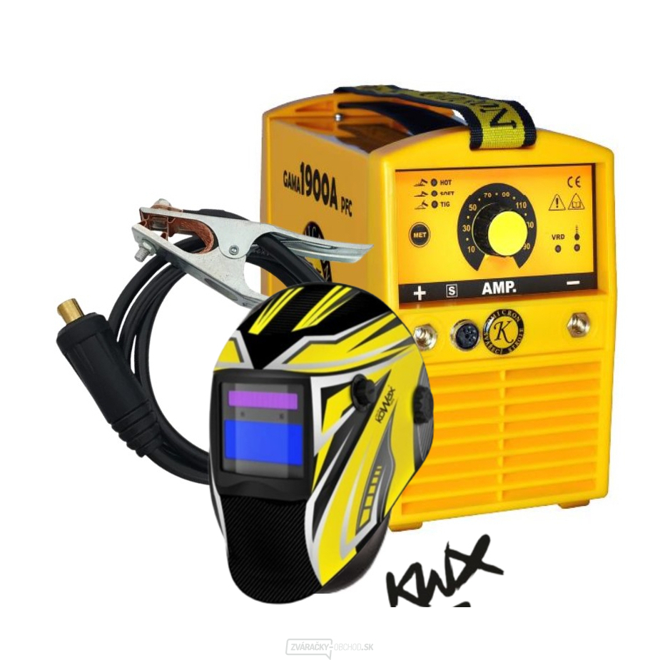Zvárací invertor GAMA 1900A PFC + káble + kukla