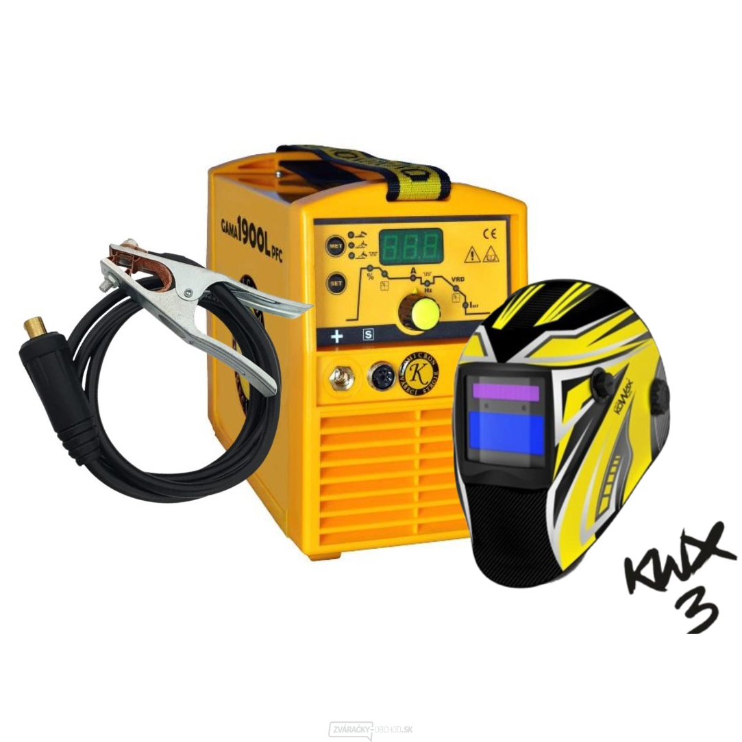 Zvárací invertor GAMA 1900L PFC + káble + kukla