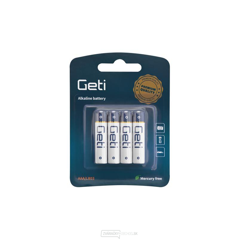 Batéria AAA (LR03) alkalická GETI 1,5 V Blister (4 kusy)