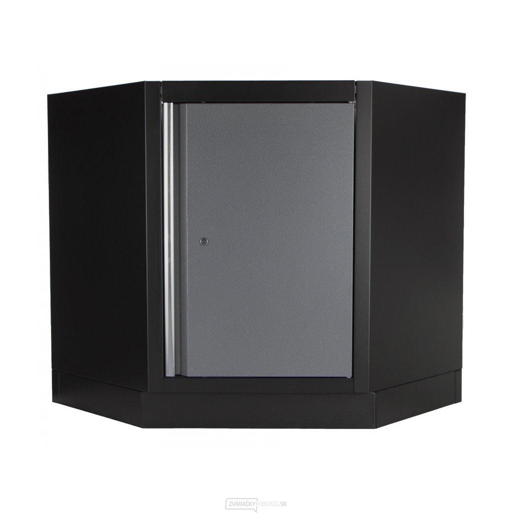 Rohová jednodverová dielenská skrinka Matabro MB-TGC1300B | 1 polica | 864x864x910 mm