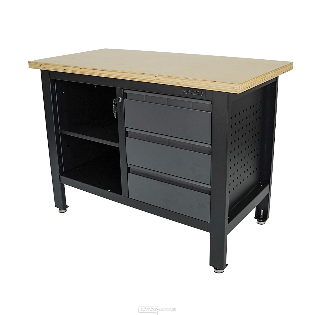 Pracovný dielenský stôl Matabro MB-TSK5403-L | 3 zásuvky | 1 polica | 1200 x 600 x 860 - 900 mm
