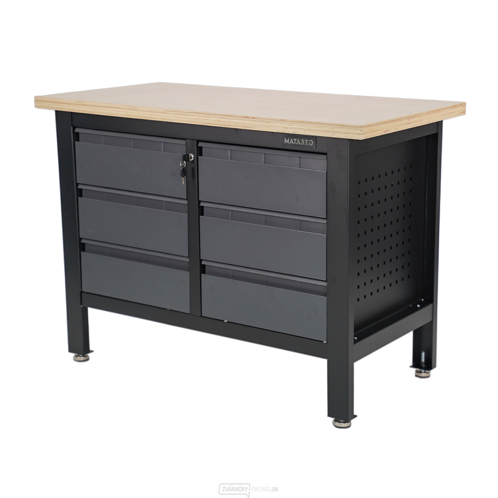 Pracovný dielenský stôl Matabro MB-TSK5406-L | 6 zásuviek | 1200 x 600 x 860 - 900 mm